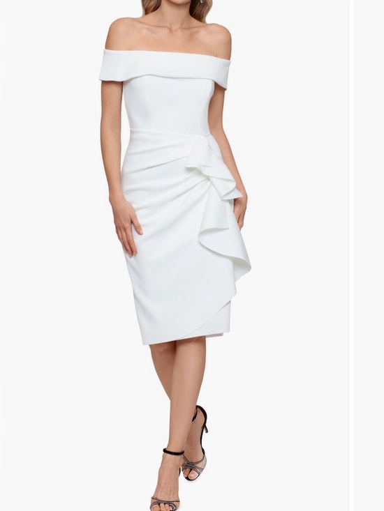 Xscape Dresses & Skirts - Xscape White Strapless Ruffle Sheath Dress